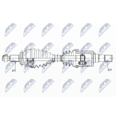 Imagen de NTY NPW MZ 040 Árbol de transmisión Eje delantero, izquierda 652