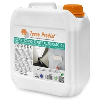 Imagen de Tecno Prodist TECPINT CONSOLIDANTE al SILICATO (4 Litros) Fijador superficies construcción, imprimación especial para pinturas a la cal o silicato, evita disgregación de mamposteria