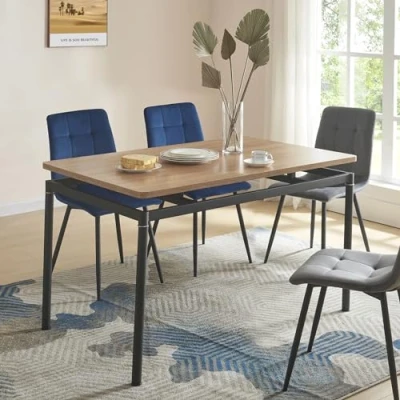 Imagen de [en.casa] Mesa de Comedor Rectangular para Cocina Oficina 4 Personas Diseño Moderno Elegante Patas Acero Tablero MDF 120 x 70 75 cm Efecto Roble Negro
