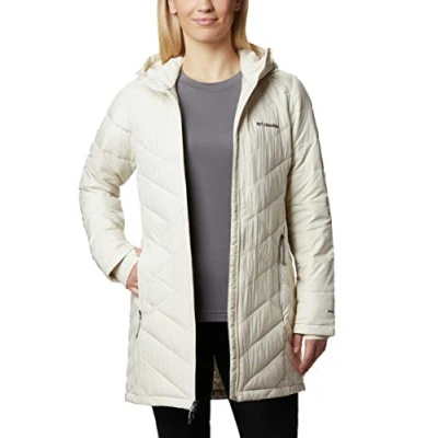 Imagen de Columbia Heavenly Long Hooded Jacket, Chaqueta Acolchada Con Capucha para Mujer, Chalk, Talla XS