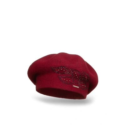 Imagen de Vivisence Invierno Boina para Mujeres Elegante con Aplicación De Zirconias Diseño Clásico Y Cálido El Ideal Días Fríos Perfecta como Regalo, Granate,Talla Única