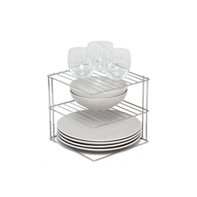 Imagen de simplywire Soporte para vajilla de 3 Niveles Organizador armarios Cocina Cromado Cuadrado