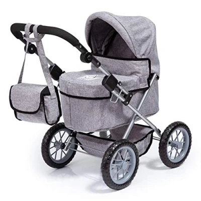 Imagen de Bayer Design Cochecito Trendy con Bolsa, Ajustable, Carrito de muñeca, Color gris corona (13010AA)