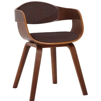 Imagen de CLP Silla De Visita Kingston En Tela I Madera con Respaldo Semi Curvado Butaca Salón Estilo Escandinavo I, Color:Nuez/marrón
