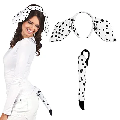 Imagen de Boland 29321 Kit de Orejas Dálmatas y Cola, Color Blanco, One Size (Ciao SRL 29321)