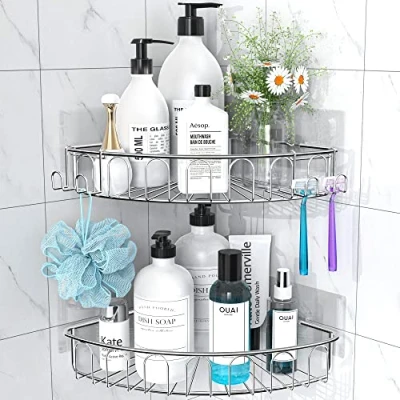 Imagen de Orimade Adhesivo Estantería de Esquina para Ducha Baño Triangular Organizador Acero Inoxidable Sus 304 Sin Perforar Pack 2
