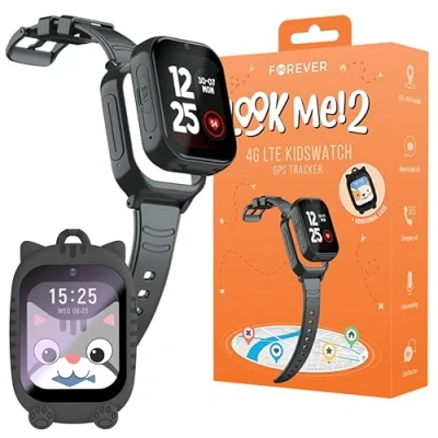 Imagen de Smartwatch Kids Forever Look Me KW 510 Ubicación GPS WiFi 4G llamadas telefónicas agenda telefónica alertas SMS IP67 Chat SOS Función Despertador Cámara Remoto Premios Negro, Correa