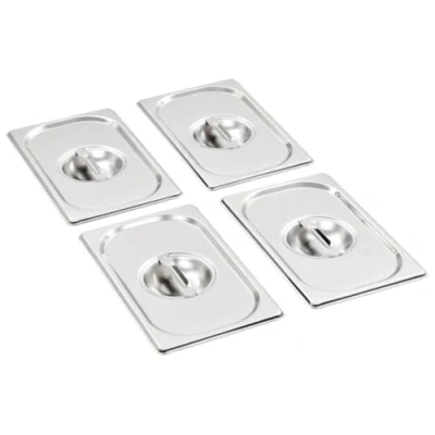 Imagen de vidaXL 4X Tapas de Bandeja Accesorios Aparatos Casa Hogar Cocina Comedor Comida Bufet Electrodomésticos GN 1/4 265x162 mm Acero Inoxidable Plateado