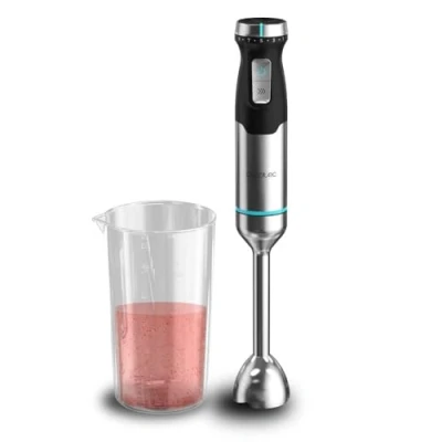 Imagen de Cecotec Batidora de Mano Power Pulsar 2300MAX. 2300W Potencia Máxima, Cuchillas 4 Hojas Acero Inox, Pie XL, Campana Antisalpicaduras, Incluye Vaso 700ml sin tapa.