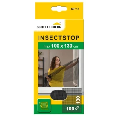 Imagen de Schellenberg 50713 Mosquitera, protección anti insectos y moscas para ventanas, lavable, sin taladros, Max. 100 x 130 cm