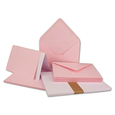 Imagen de Juego de 10 Tarjetas Plegables DIN A6/C6 con Sobres en Rosa Incluye Inserto 14,8 x 10,5 cm FarbenFroh