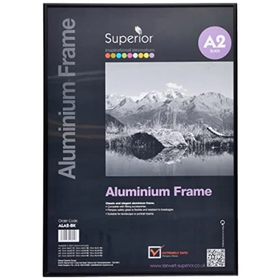 Imagen de Stewart Superior A2 horizontal/vertical con vidrio cristal de seguridad aluminio marco fotos negro