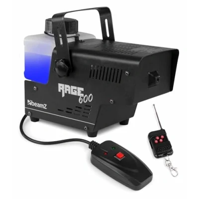 Imagen de BeamZ RAGE 600 Máquina de humo W, depósito 500ml iluminado, calentamiento rápido en 2 minutos, salida 65m3 por minuto, mando a distancia con cable 3 metros y inalámbrico