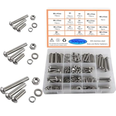 Imagen de HVDHYY M5 M6 M8 Tornillos de Cabeza Hueca Hexagonal A2 70 Redonda Acero Inoxidable Tuercas Arandelas Surtido Botones Huecos con Caja Almacenamiento 310pcs