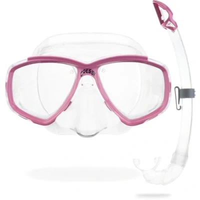 Imagen de Cressi Combo Set Estrella + Mexico Conjunto Combinado de máscara Buceo y Snorkel, Unisex Adulto, Transparente/Rosa, Talla Única