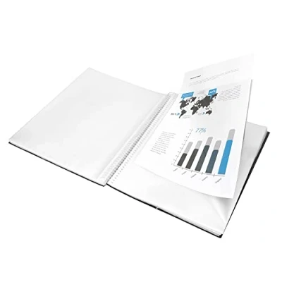 Imagen de CARPETA LIDERPAPEL ESCAPARATE CON ESPIRAL 20 FUNDAS POLIPROPILENO DIN A5 NEGRO OPACO