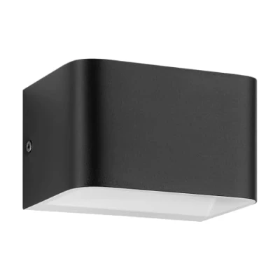 Imagen de Eglo Sania 4 lámpara de pared led, luz ascendente y descendente, aluminio blanco negro, foco para pasillo salón, cálido, 13 x 8 cm
