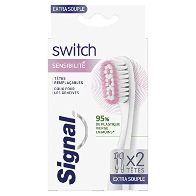 Imagen de Señal Switch Cabezales Reemplazables Sensibilidad Extra Flexible, para Cepillo de Dientes Switch, Suave las encías, x2 cabezas