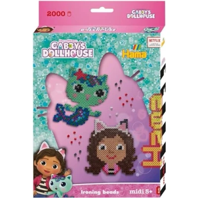 Imagen de Hama Perlen 7975 Juego de regalo cuentas para planchar Gabbys Dollhouse, con aproximadamente 2000 manualidades 5 mm diámetro mm, diversión creativa grandes y pequeños