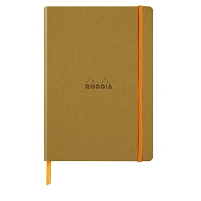 Imagen de Clairefontaine ES RHODIA 117382C Libreta Gold Soft A5 Rayado 160 páginas Papel Marfil 90 g/m Marcapáginas, Cierre Elástico Cubierta de Piel Sintética Colección Rhodiarama