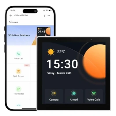 Imagen de SONOFF NSPanel86PW Smart Home Panel de Control, Integre la Puerta Enlace Zigbee con Seguridad del Hogar, Estadísticas Consumo Energía, Termostato, llamada Teléfono a Dispositivo