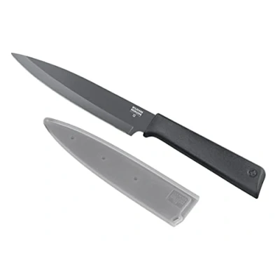 Imagen de KUHN RIKON COLORI+ Cuchillo multiusos (hoja recta con protector de hoja, antiadherente, acero inoxidable, 23 cm), color gris