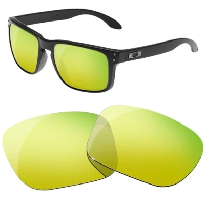 Imagen de HiCycle2 Lentes de repuesto polarizadas para gafas sol Oakley Holbrook XL, múltiples opciones, Gold, nothing