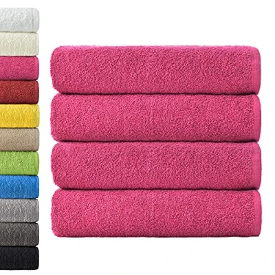 Imagen de NatureMark Paquete de 4 Toallas baño 70 x 140 cm, Rosa, 100% algodón