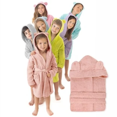 Imagen de LEBENGOOD Albornoz Niños Niñas unisex, Infantil con Orejas 100% Algodón OEKO TEX® 2 Bolsillos, Cinturón, Capucha, Albornoces e Niño niña, adolescente (Oreja Melocoton 5 6)