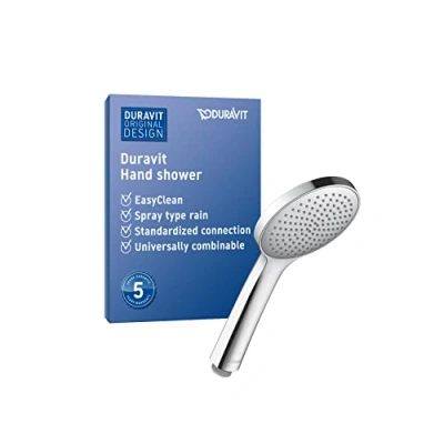 Imagen de Duravit Universal ducha de mano, cabezal con chorro tipo Rain, manual redondo (Ø 110 mm), alcachofa la toberas silicona fáciles limpiar, rociador, cromo