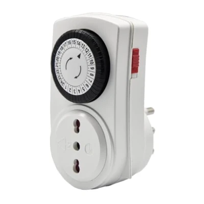 Imagen de VEMER VJ63050000 TWINPLUG D Interruptor Mecánico Diario, Temporizador Enchufe, Programador para Control de Luces, TV, Radio y Pequeños Electrodomésticos, Blanco