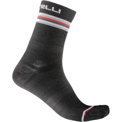 Imagen de CASTELLI GO W 15 Sock Calcetines, Mujer, Gris Oscuro y Blanco Rojo, Large X
