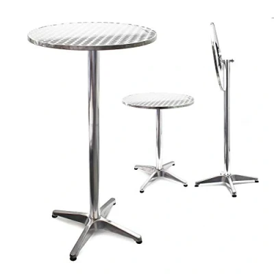 Imagen de WilTec Mesa de Bar Bistro Aluminio Plegable Altura Regulable 74/114 cm Ø 60 Exterior Terraza Hostelería