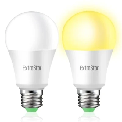 Imagen de EXTRASTAR Bombilla LED con Sensor Crepuscular Day/Night, E27, 1055Lm, 11W, Luz Cálida 3000K, Encendido/Apagado Automático, Para Pasillo, Jardín, Terraza, 2Pcs
