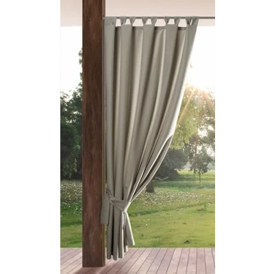 Imagen de Eurofirany GARDEN Cortinas Exterior con Trabillas 1 pz. Cortina de Impermeable, Resistentes al Viento, para Jardín, Patio, Balcón, Terazza, 155x220 cm, Cappuccino
