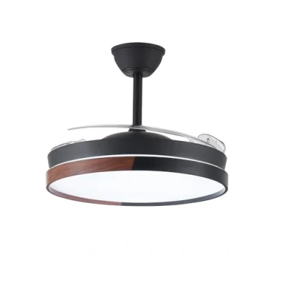 Imagen de wonderlamp Ventilador LED aspas plegables Arpino Negro+Madera CCT 3000 4000 6000K, Intensidad Regulable 45W, Silencioso