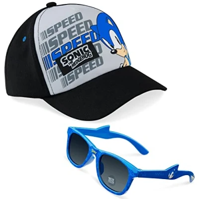 Imagen de SONIC THE HEDGEHOG Gorra Niño Conjunto 2 Piezas Béisbol y Gafas de Sol UV 400 Proteccion Solar Playa Verano Accesorios Oficiales Talla Unica