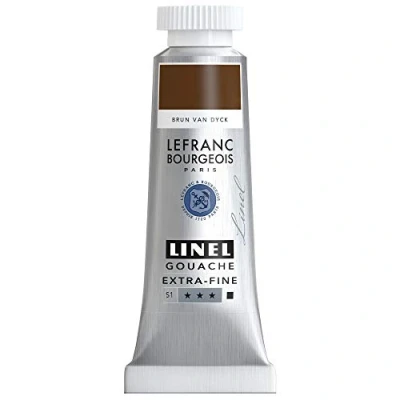 Imagen de Lefranc Bourgeois Linel Gouache Extra Fine Color, Marrón Van Dyck, 14 ml (Pack of 1),