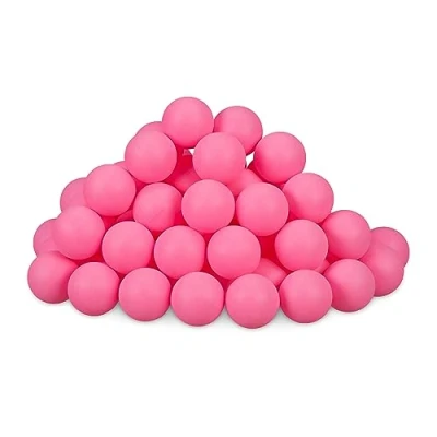 Imagen de Relaxdays Pelotas Ping Pong, 100 Unidades, Bolas de Plástico Tenis Mesa, sin Impresión, Beerpong, 40 mm Ø, Rosa