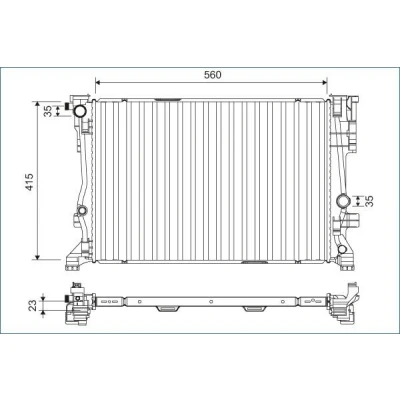 Imagen de VALEO 701158 Radiador, refrigeración del motor Aluminio 438 640 26 sin regulador de refrigerante Aletas soldadas MERCEDES BENZ: Clase A