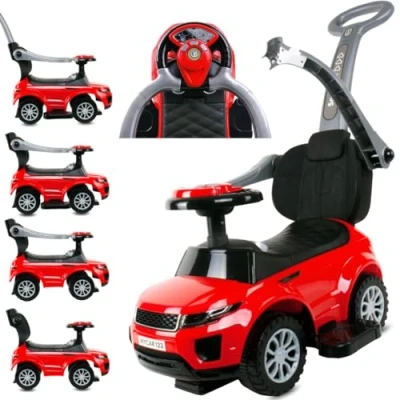 Imagen de Coche para niños 4en1 tobogán a Partir de 2 años y empujador con claxon música, Espacio Guardar Cosas Debajo del Asiento (Rojo)