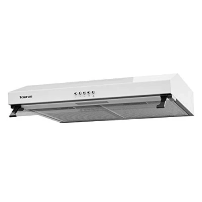 Imagen de Taurus C60WHAL Campana extractora convencional, 60cm, potencia de extracción 200m3/h, 3 niveles extracción, filtros aluminio lavables multicapa, kit fácil instalación, 60W, iluminación LED