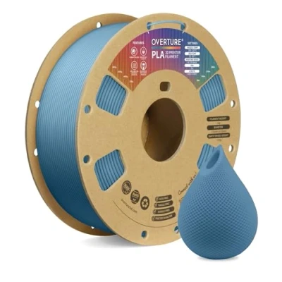 Imagen de OVERTURE PLA Filamento de 1.75 mm Para Impresora 3D PLA, Carrete Cartón 1 kg (2.2 lbs), Precisión Dimensional +/ 0.02 (Azul Grisáceo)