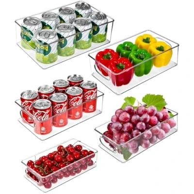 Imagen de PERMUST 5PCS Organizador Nevera, Cocina Apilables, Frigorifico, Armario Transparente, paredes y techos