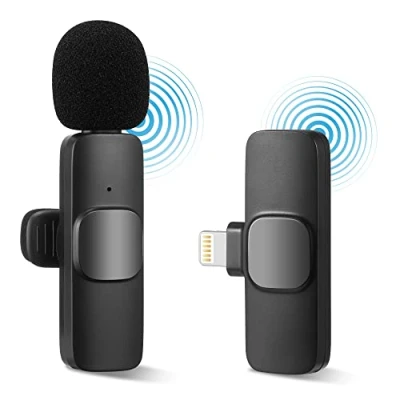 Imagen de micrófono inalámbrico Lavalier para iPhone, iPad, Plug Play grabar, transmisión en vivo, YouTube, TikTok, Facebook, reducción de ruido/no necesita aplicación ni Bluetooth