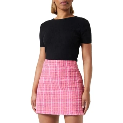 Imagen de Trendyol Falda Recta de Cuadros para Mujer, Fucsia, 40