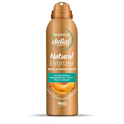 Imagen de Garnier Delial Natural Bronzer Bruma Autobronceadora para todos los tonos, Cuerpo con Aceite de Albaricoque, 150 ml (Paquete 1)