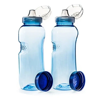 Imagen de 2 botellas de 0,5 l Tritan con tapa para beber Flip Top Sportdeckel sin BPA