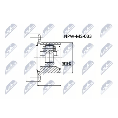 Imagen de NTY NPW MS 033 Junta Homocinética Eje delantero, derecha, izquierda, lado de engranaje MITSUBISHI: L200 / Triton IV Pick up