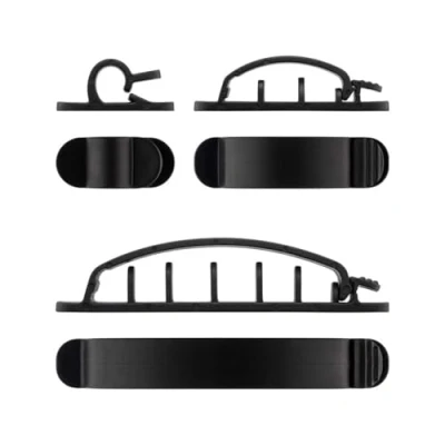 Imagen de goobay 70684 Juego de organización Cables con Soportes Diferentes tamaños, Abrazadera para Escritorio, Coche, Oficina, Pinza autoadhesiva, Organizador, Set 6